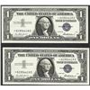 Image 1 : Lot of (2) Consecutive 1957 $1 Silver Certificate STAR Notes Uncirculated