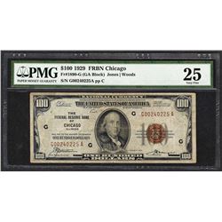 1929 $100 Federal Reserve Bank of Chicago Fr.1890-G PMG Very Fine 25