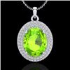Image 1 : 4.50 CTW Peridot & Micro Pave VS/SI Diamond Necklace 18K White Gold - REF-112M8H - 20569