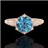 Image 2 : 1.17 CTW Fancy Intense Blue Diamond Solitaire Art Deco Ring 18K Rose Gold - REF-180M2H - 38035