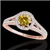 Image 1 : 1.3 CTW Certified Si/I Fancy Intense Yellow Diamond Solitaire Halo Ring 10K Rose Gold - REF-162Y8K -