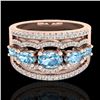 Image 1 : 2.25 CTW Sky Blue Topaz & Micro Pave VS/SI Diamond Designer Ring 10K Rose Gold - REF-72W2F - 20794