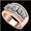 Image 2 : 2.25 CTW Sky Blue Topaz & Micro Pave VS/SI Diamond Designer Ring 10K Rose Gold - REF-72W2F - 20794