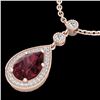 Image 1 : 2.25 CTW Garnet & Micro VS/SI Diamond Necklace Designer 14K Rose Gold - REF-40Y9K - 23136
