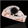 Image 1 : 2.26 CTW Certified VS Black Diamond Bypass Solitaire Ring 10K Rose Gold - REF-115Y3K - 35058