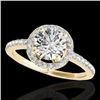 Image 1 : 1.4 CTW H-SI/I Certified Diamond Solitaire Halo Ring 10K Yellow Gold - REF-254W5F - 34098