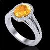 Image 2 : 3 CTW Citrine & Micro VS/SI Diamond Halo Solitaire Ring 18K White Gold - REF-70H9A - 20936