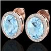 Image 1 : 5.50 CTW Aquamarine & Micro VS/SI Diamond Halo Earrings 14K Rose Gold - REF-88A8X - 20239