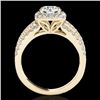 Image 2 : 2.25 CTW H-SI/I Certified Diamond Solitaire Halo Ring 10K Yellow Gold - REF-316W4F - 34009