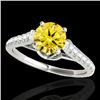 Image 1 : 1.46 CTW Certified Si/I Fancy Intense Yellow Diamond Solitaire Ring 10K White Gold - REF-163M6H - 34