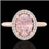 Image 1 : 1.50 CTW Morganite & Micro VS/SI Diamond Ring Solitaire Halo 14K Rose Gold - REF-50T4M - 21014