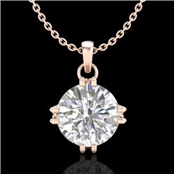 1 CTW VS/SI Diamond Solitaire Art Deco Stud Necklace 18K Rose Gold - REF-294Y2K - 36915