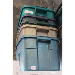 FIVE TOTES WITH LIDS