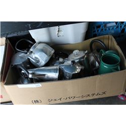 BOX OF ASSORTED KETTLES