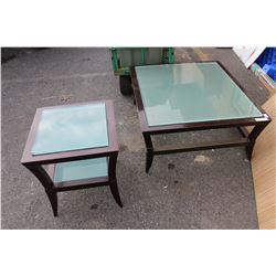 2 PIECE GLASSTOP COFFEE TABLE SET