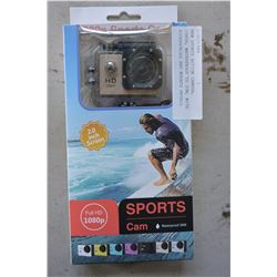 NEW SPORTS ACTION CAMERA, 1080P, WATERPROOF TO 30M, WITH ACCESSORIES AND MOUNTS RETAIL $149