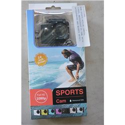 NEW SPORTS ACTION CAMERA, 1080P, WATERPROOF TO 30M, WITH ACCESSORIES AND MOUNTS RETAIL $149