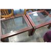 Image 1 : PAIR OF GLASSTOP WOOD AND BRASS INSERT COFFEE TABLES