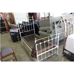 ANTIQUE WHITE IRON SINGLE SIZE BEDFRAME WITH MATTRESS