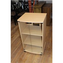 MAPLE ROLLING GLASS DOOR ENTERTAINMENT CABINET