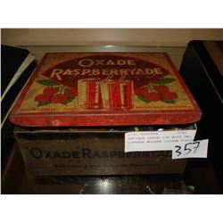 ANTIQUE OXADE TIN WITH TWO VINTAGE WOODEN JIGSAW PUZZLES