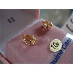 10KT YELLOW GOLD GENUINE CITRINE EARRINGS WITH APPRAISEL $300