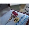 Image 1 : 10KT WHIE GOLD GENUINE RUBY AND DIAMOND RING WITH APPRAISEL $1400.00