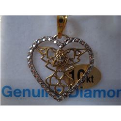 10KT YELLOW GOLD DIAMOND FILIGREE PENDANT WITH CHAIN RETAIL $600.00