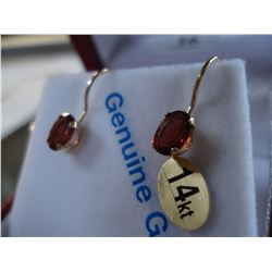 14KT YELLOW GOLD GENUINE GARNET EARRINGS WITH APPRAISEL $1200.00
