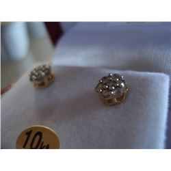 10KT YELLOW GOLD DIAMOND CLUSTER EARRINGS WITH APPRAISEL $1200.00