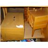 Image 1 : WOOD LOCK BOX WITH CONTENTS AND WOOD EXPANDING SEWING BOX WITH CONTENTS