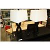 Image 1 : PAIR OF MODERN ESPRESSO FINISH TABLE LAMPS WITH SHADES