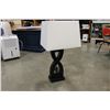 Image 2 : PAIR OF MODERN ESPRESSO FINISH TABLE LAMPS WITH SHADES