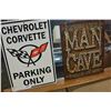 Image 1 : CORVETTE AND MAN CAVE TIN SIGNS