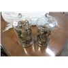 Image 1 : TWO GLASS LIDDED CONTAINERS WITH DECORATIVE PINECONES