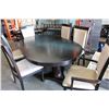Image 1 : MODERN BLACK DINING TABLE WITH LEAF AND SIX BLACK MICROFIBRE CHAIRS