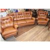 Image 1 : ITALIAN LEATHER 3 PIECE SOFA AND TWO CHAIRS