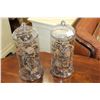 Image 1 : TWO GLASS LIDDED CONTAINERS WITH DECORATIVE PINECONES