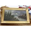 Image 1 : FRAMED PAINTING ON BOARD OF MOUNTAINS