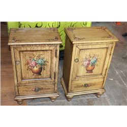 PAIR OF ONE DOOR ONE DRAWER DECORATIVE NIGHTSTANDS