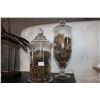 Image 1 : TWO GLASS LIDDED CONTAINERS WITH DECORATIVE PINECONES