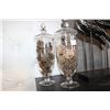 Image 1 : TWO GLASS LIDDED CONTAINERS WITH DECORATIVE PINECONES