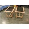 Image 1 : PAIR OF GLASSTOP OAK ENDTABLES
