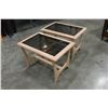 Image 2 : PAIR OF GLASSTOP OAK ENDTABLES