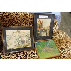 TWO SMALL WATERCOLORS AND OIL