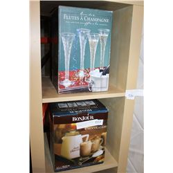 NEW HOT CHOCOLATE MAKER AND CHAMPAGNE FLUTES