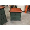 Image 2 : SEVEN DRAWER PINE AND GREEN DRESSER WITH MIRROR AND NIGHTSTAND