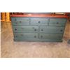 Image 3 : SEVEN DRAWER PINE AND GREEN DRESSER WITH MIRROR AND NIGHTSTAND