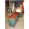 Image 5 : SEVEN DRAWER PINE AND GREEN DRESSER WITH MIRROR AND NIGHTSTAND