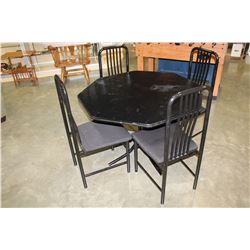 BLACK DINING TABLE AND FOUR CHAIRS